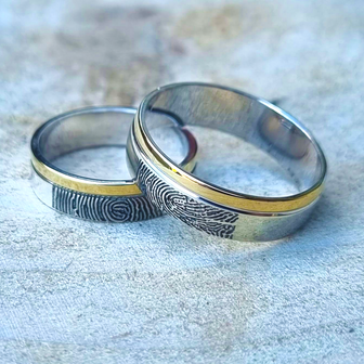 ringen met vingerafdruk zilver met goud